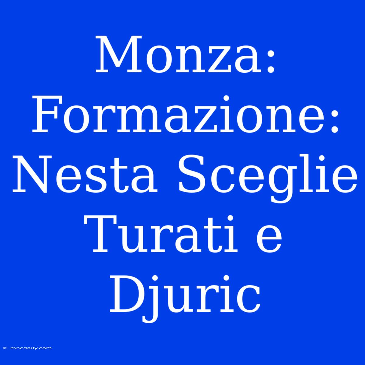 Monza: Formazione: Nesta Sceglie Turati E Djuric