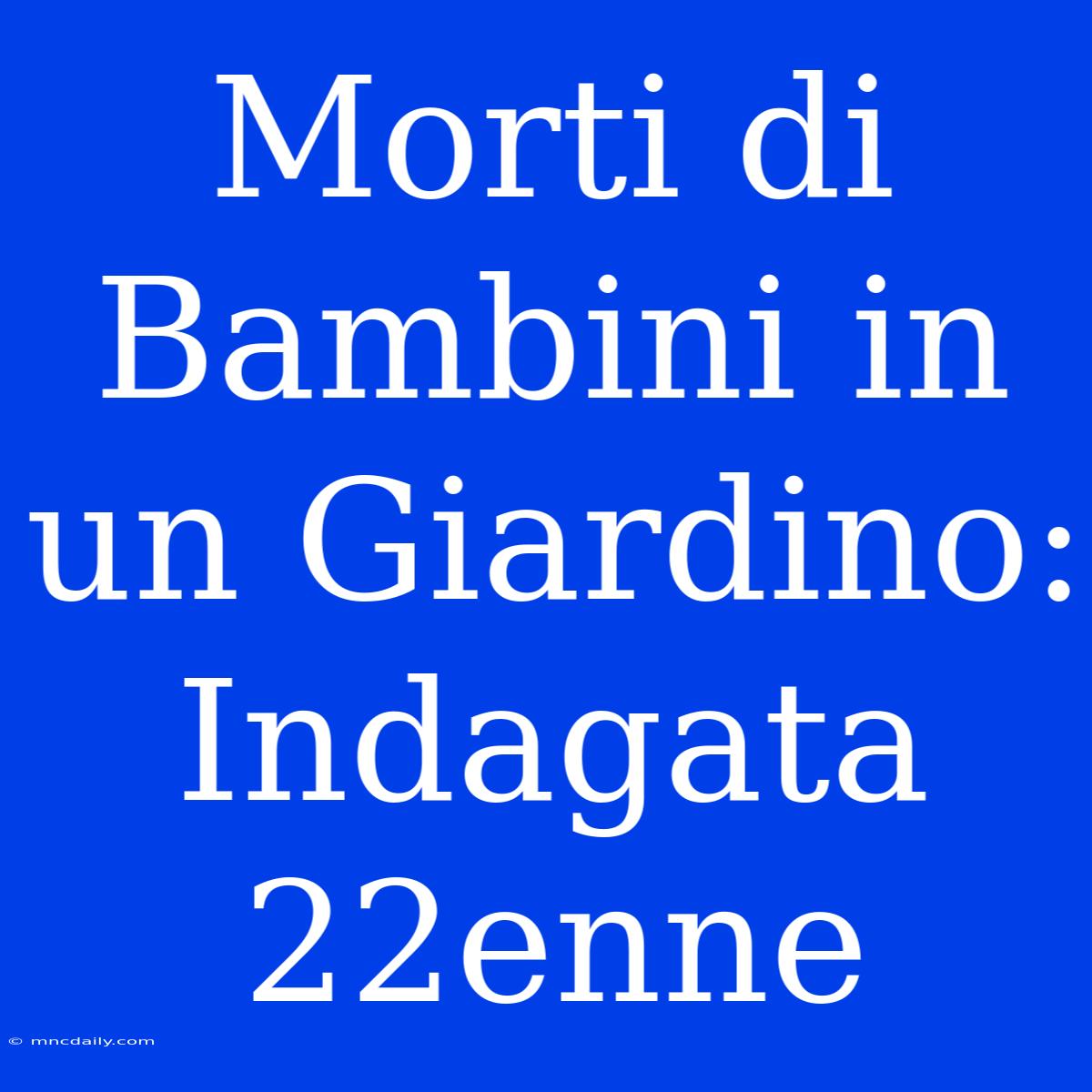 Morti Di Bambini In Un Giardino: Indagata 22enne