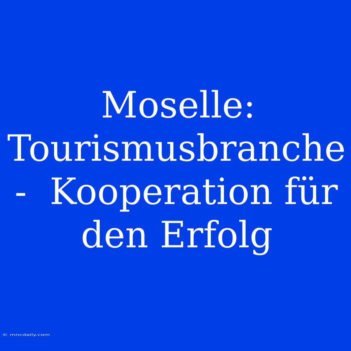 Moselle: Tourismusbranche -  Kooperation Für Den Erfolg