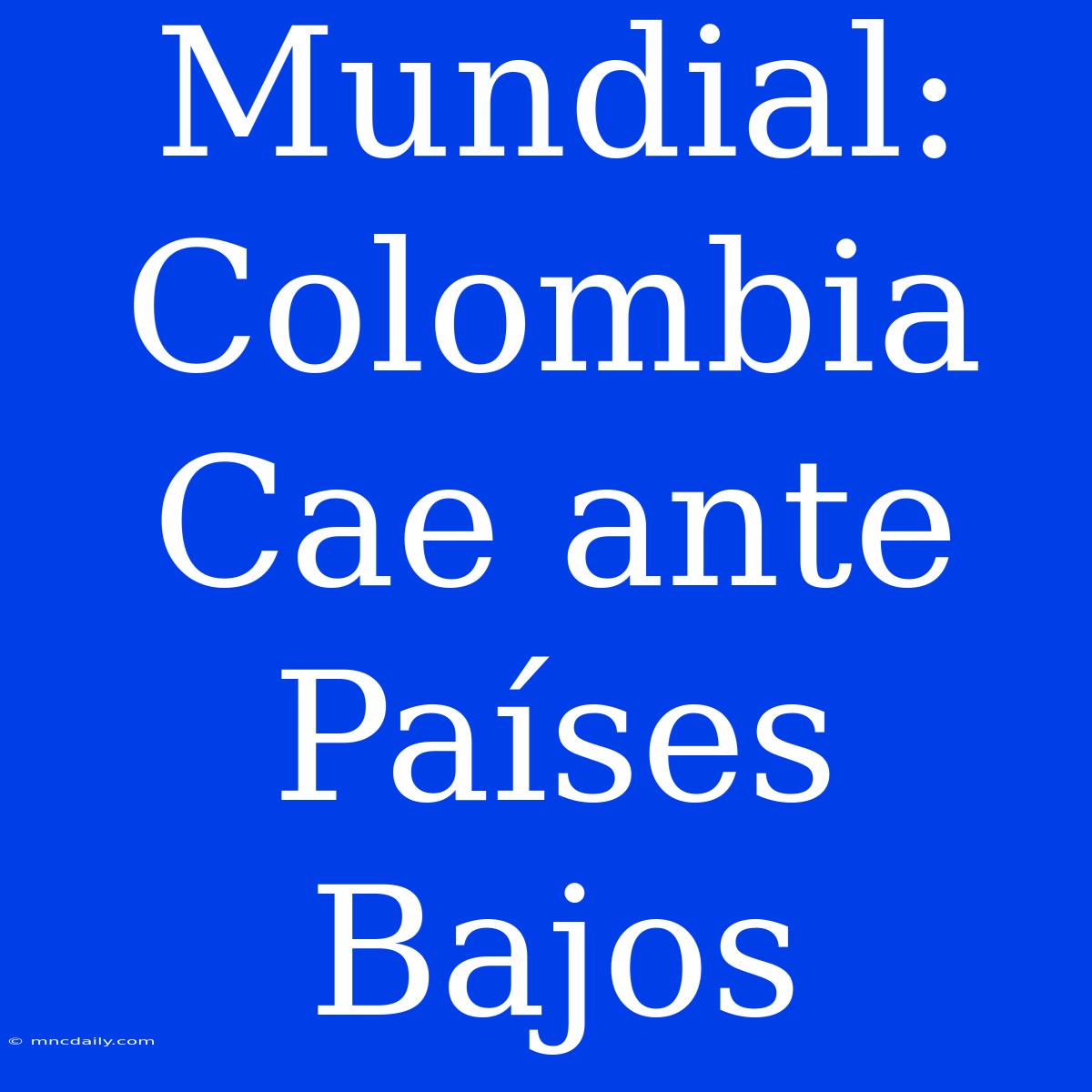 Mundial: Colombia Cae Ante Países Bajos