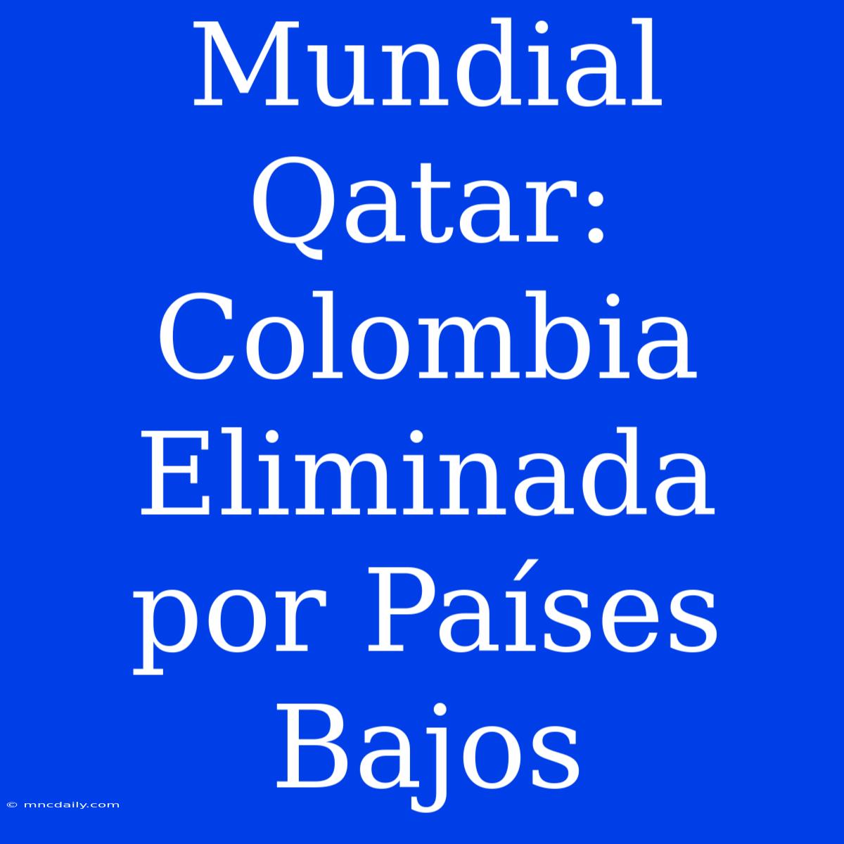 Mundial Qatar: Colombia Eliminada Por Países Bajos