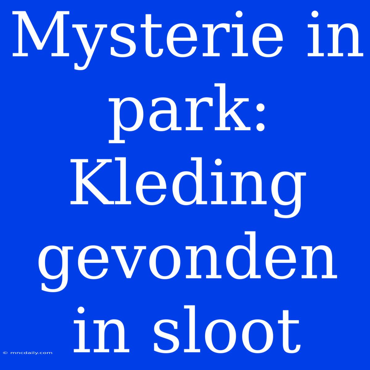 Mysterie In Park: Kleding Gevonden In Sloot