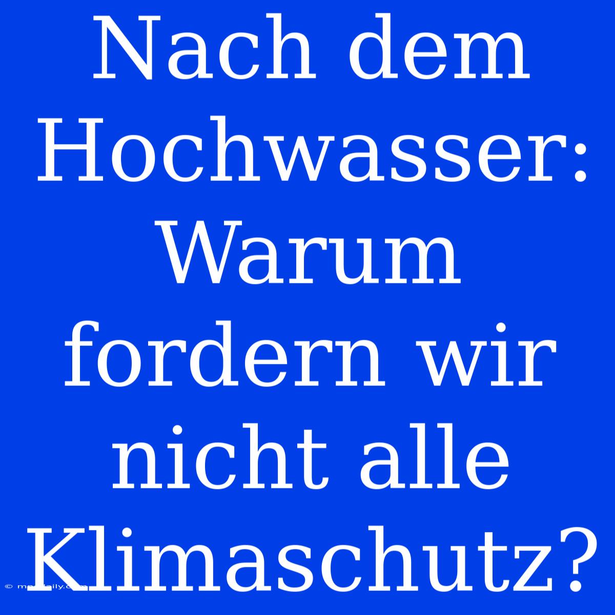 Nach Dem Hochwasser: Warum Fordern Wir Nicht Alle Klimaschutz?