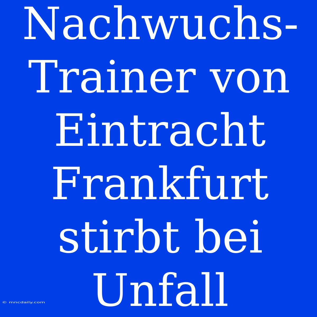 Nachwuchs-Trainer Von Eintracht Frankfurt Stirbt Bei Unfall