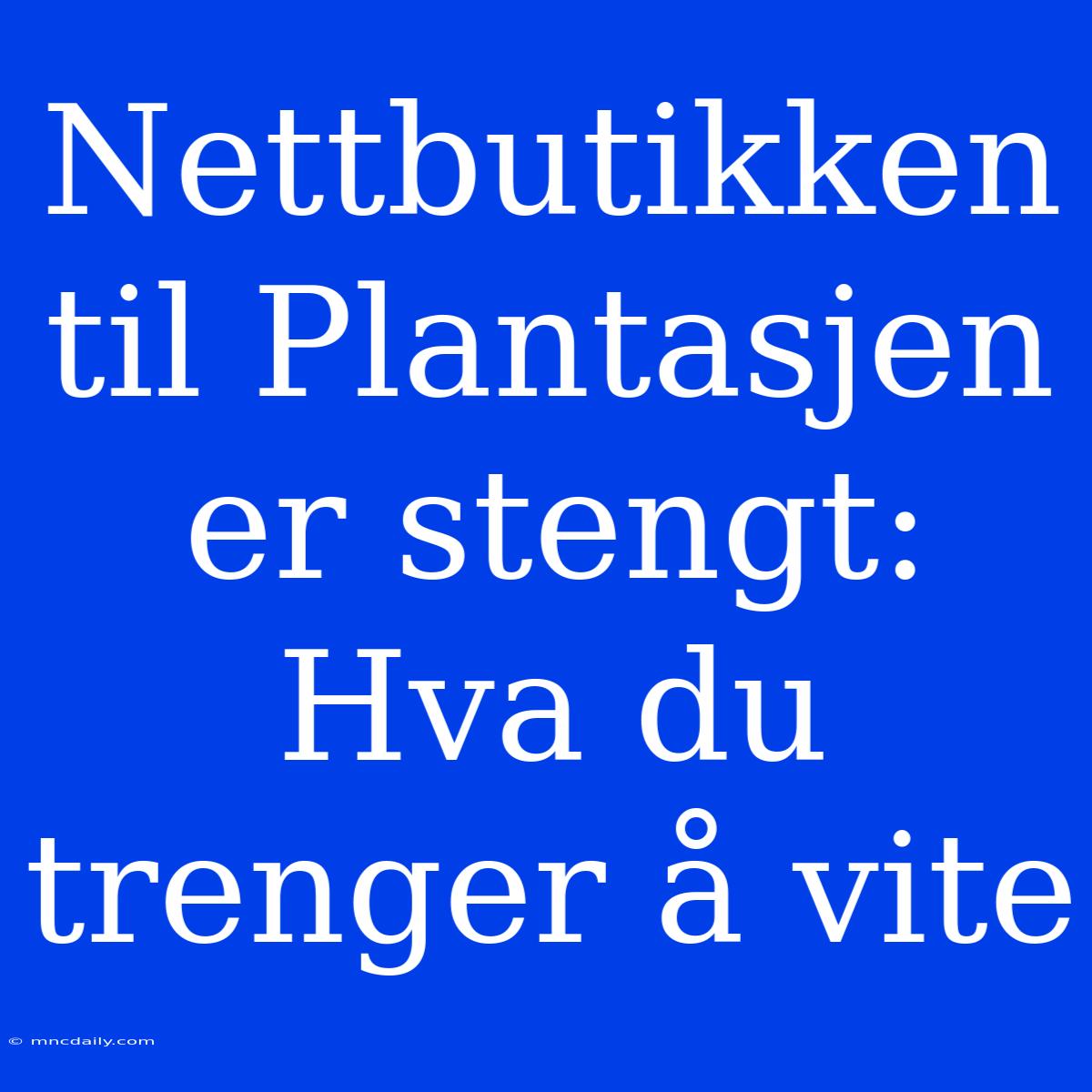 Nettbutikken Til Plantasjen Er Stengt: Hva Du Trenger Å Vite 