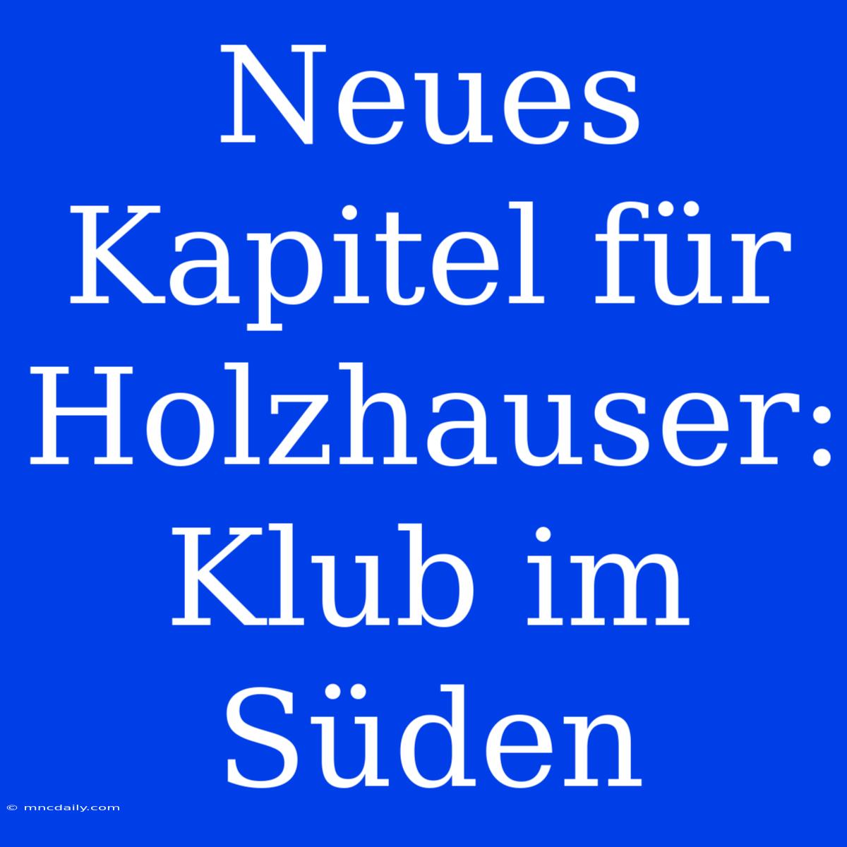 Neues Kapitel Für Holzhauser: Klub Im Süden 