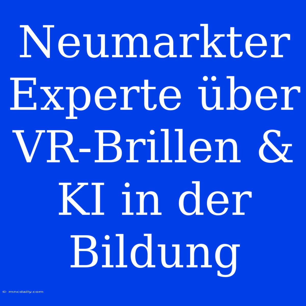 Neumarkter Experte Über VR-Brillen & KI In Der Bildung 