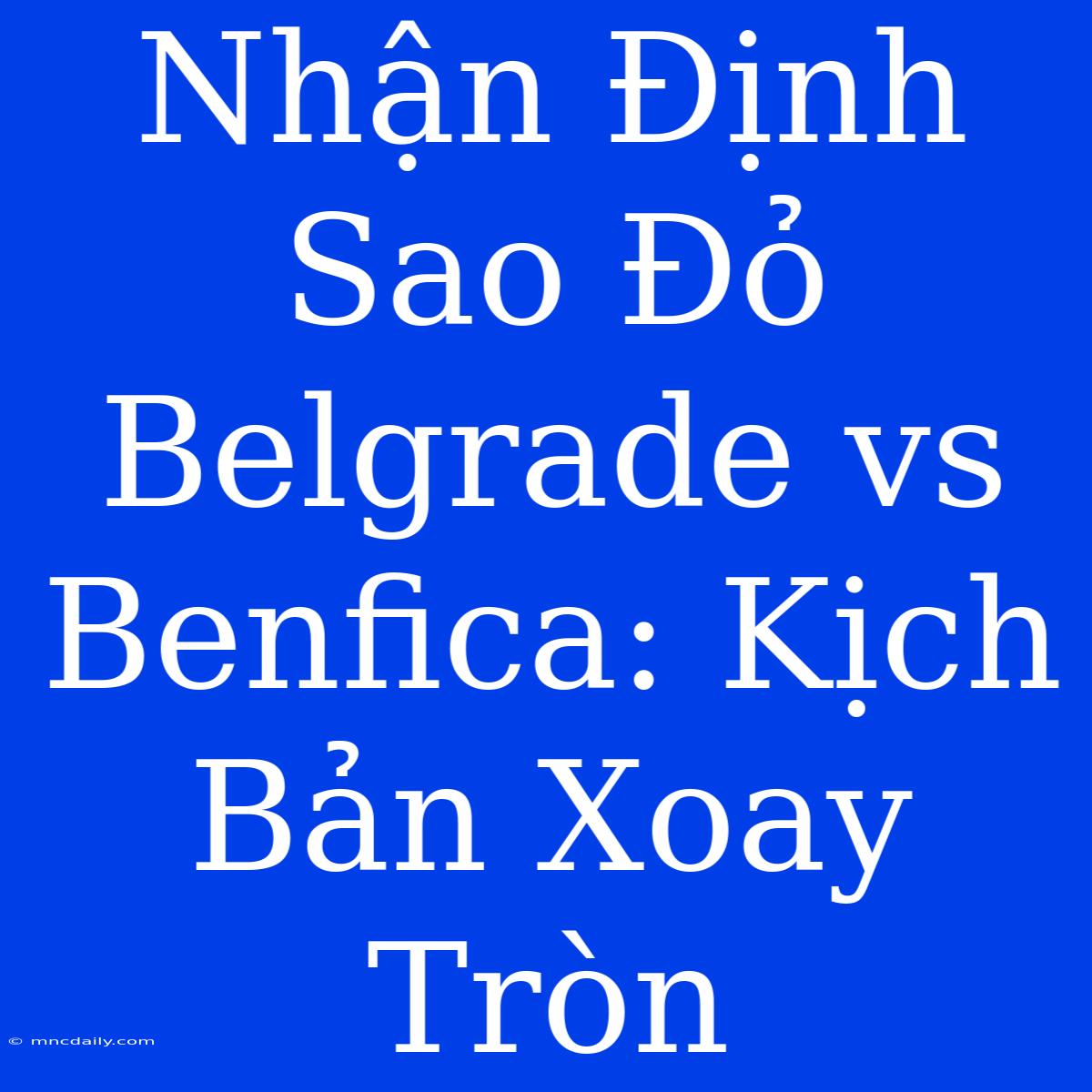 Nhận Định Sao Đỏ Belgrade Vs Benfica: Kịch Bản Xoay Tròn