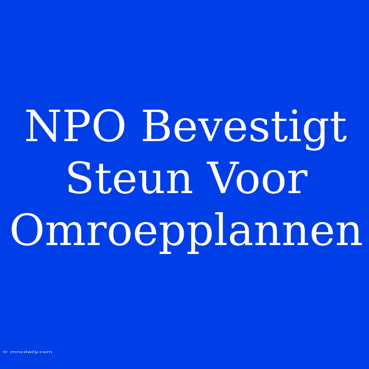 NPO Bevestigt Steun Voor Omroepplannen