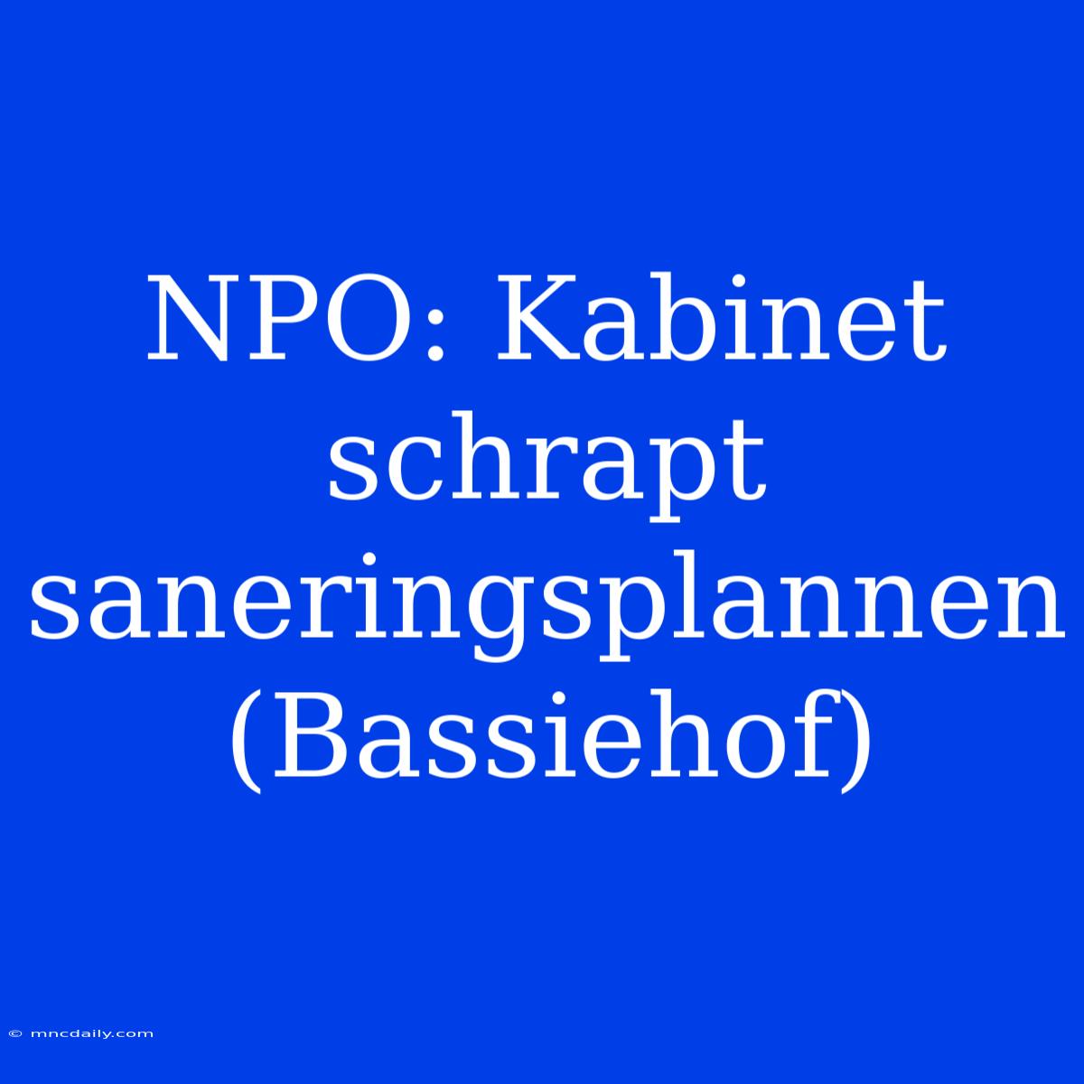 NPO: Kabinet Schrapt Saneringsplannen (Bassiehof)