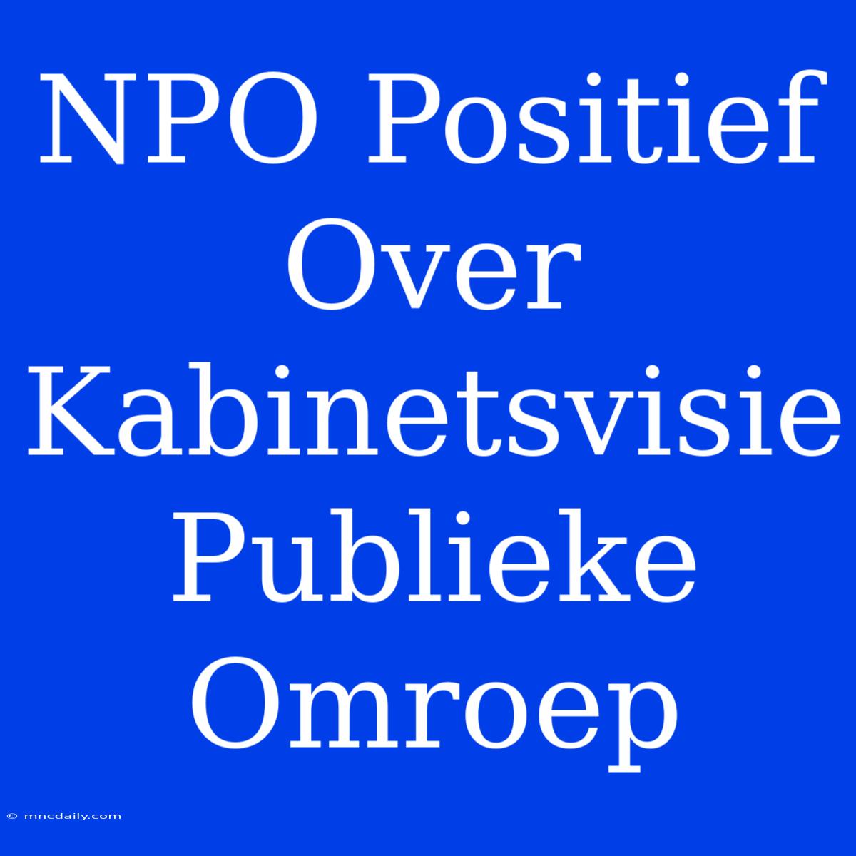 NPO Positief Over Kabinetsvisie Publieke Omroep