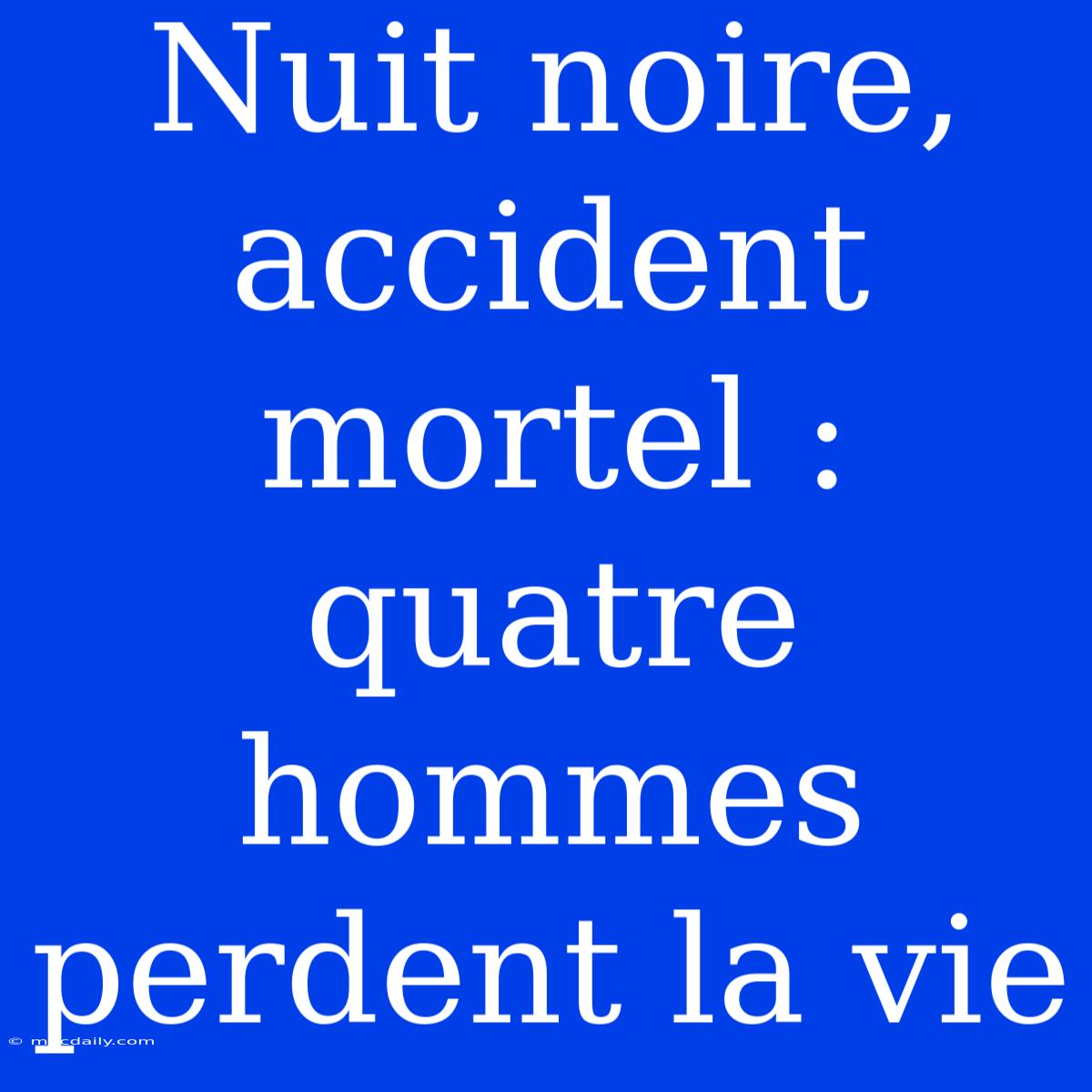 Nuit Noire, Accident Mortel : Quatre Hommes Perdent La Vie