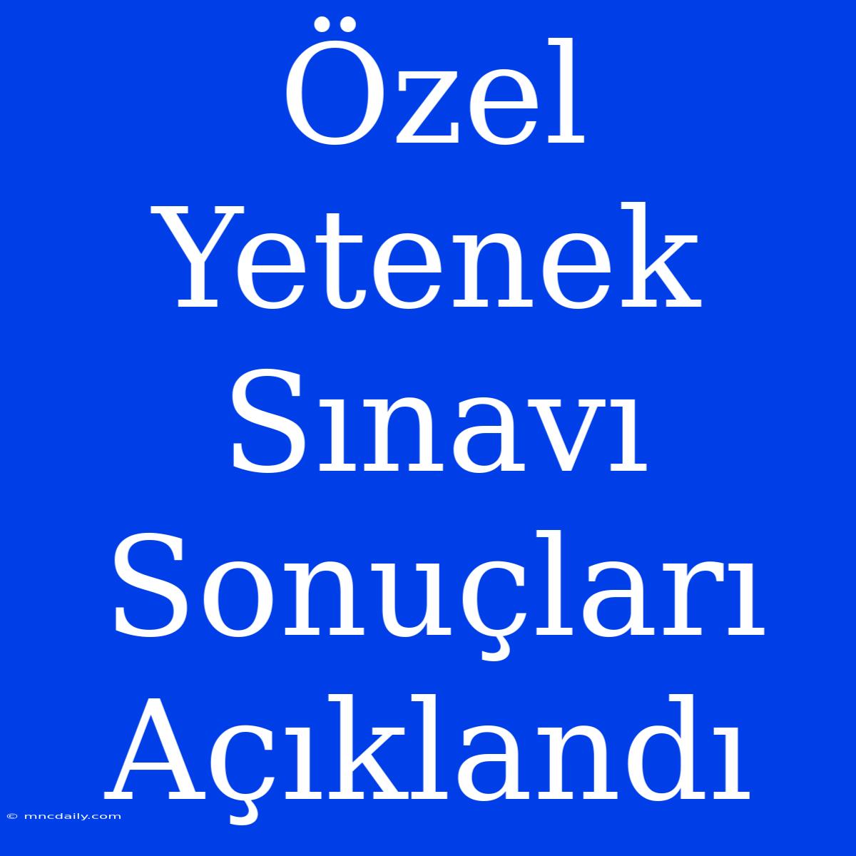 Özel Yetenek Sınavı Sonuçları Açıklandı