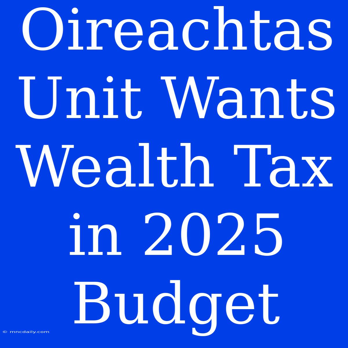 Oireachtas Unit Wants Wealth Tax In 2025 Budget