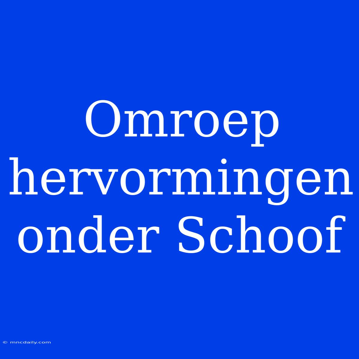 Omroep Hervormingen Onder Schoof