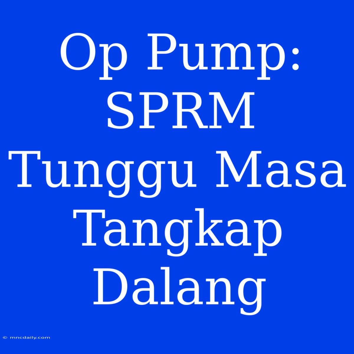 Op Pump: SPRM Tunggu Masa Tangkap Dalang