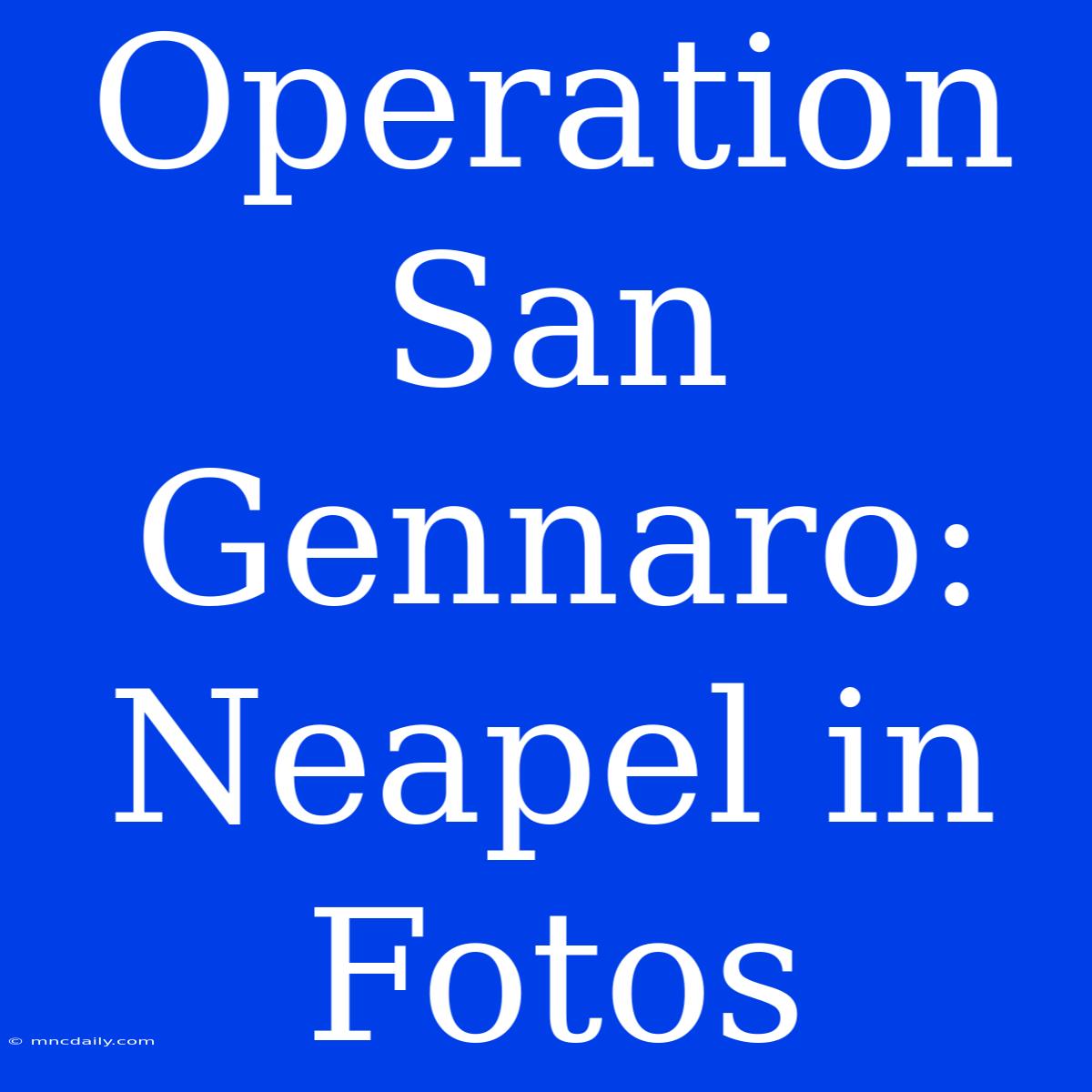 Operation San Gennaro: Neapel In Fotos