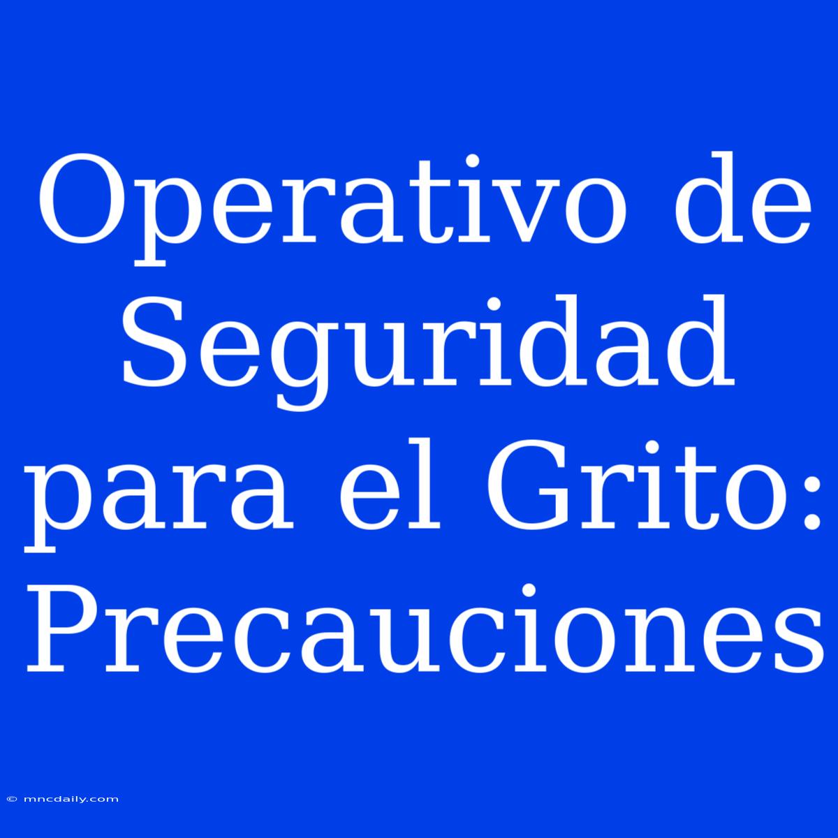 Operativo De Seguridad Para El Grito: Precauciones