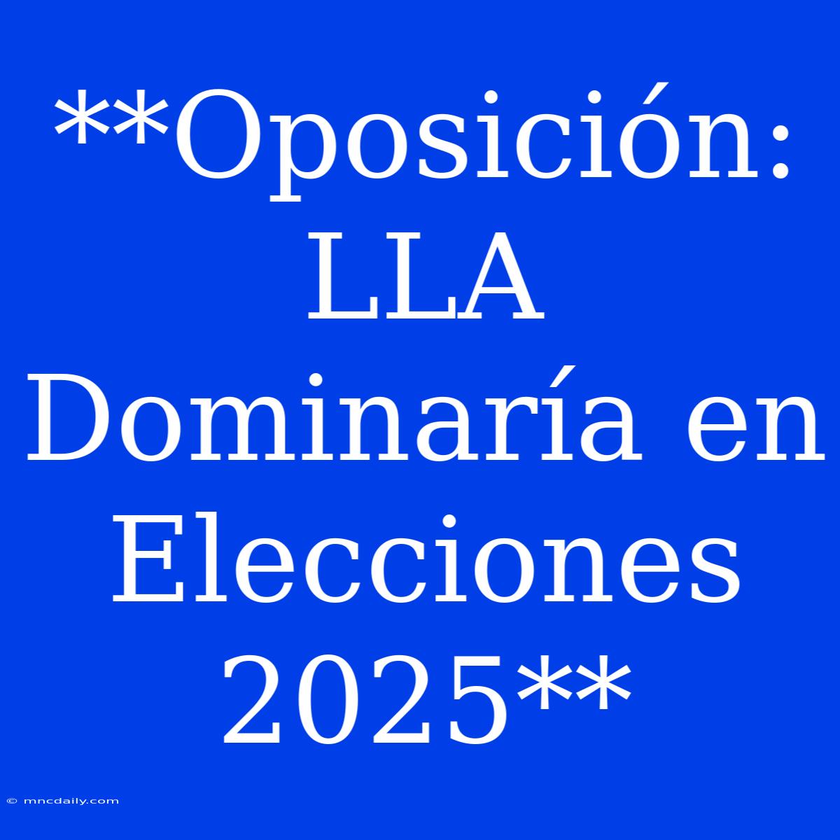 **Oposición: LLA Dominaría En Elecciones 2025**