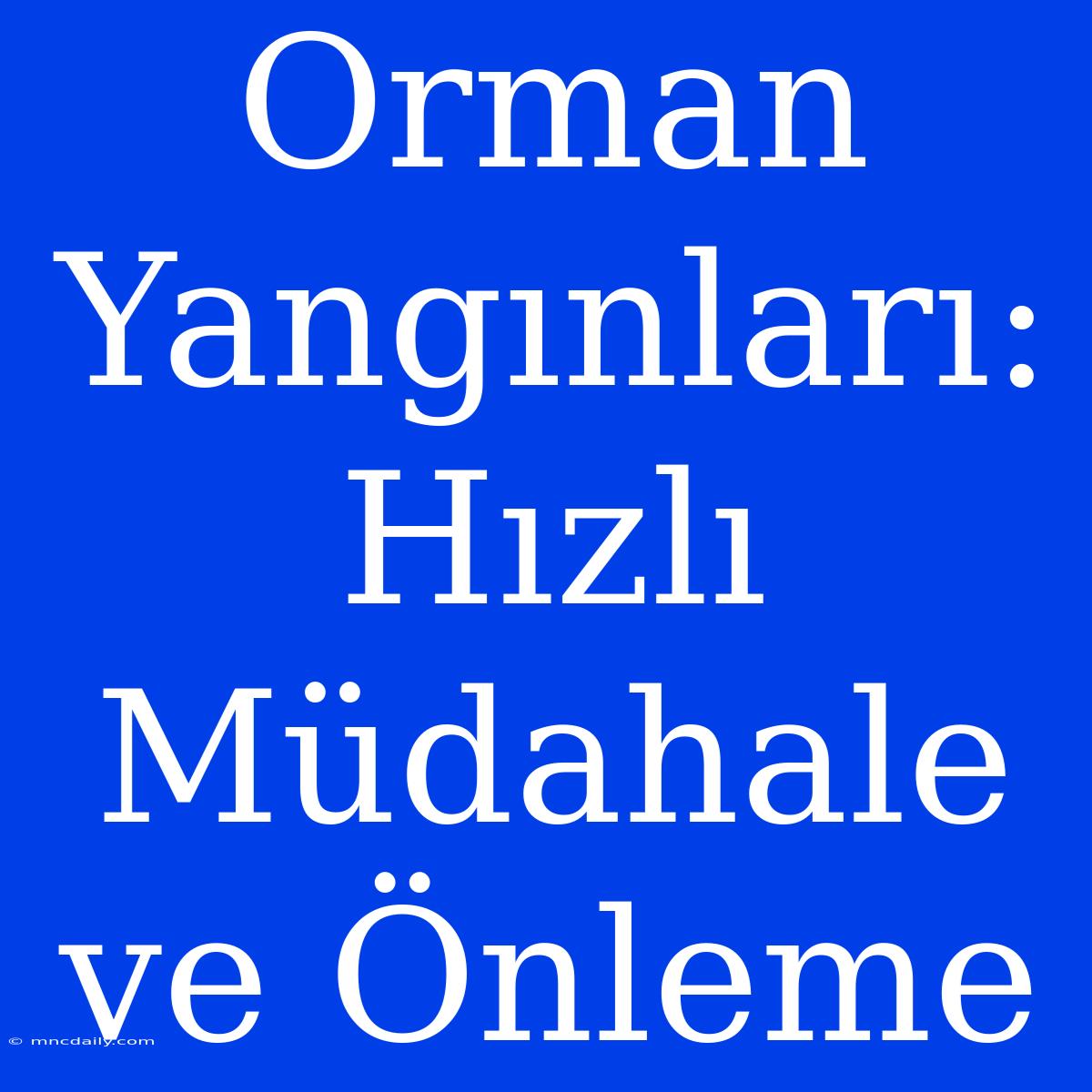 Orman Yangınları: Hızlı Müdahale Ve Önleme