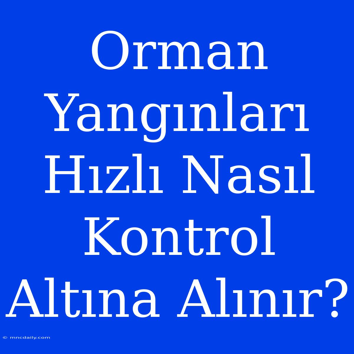 Orman Yangınları Hızlı Nasıl Kontrol Altına Alınır?