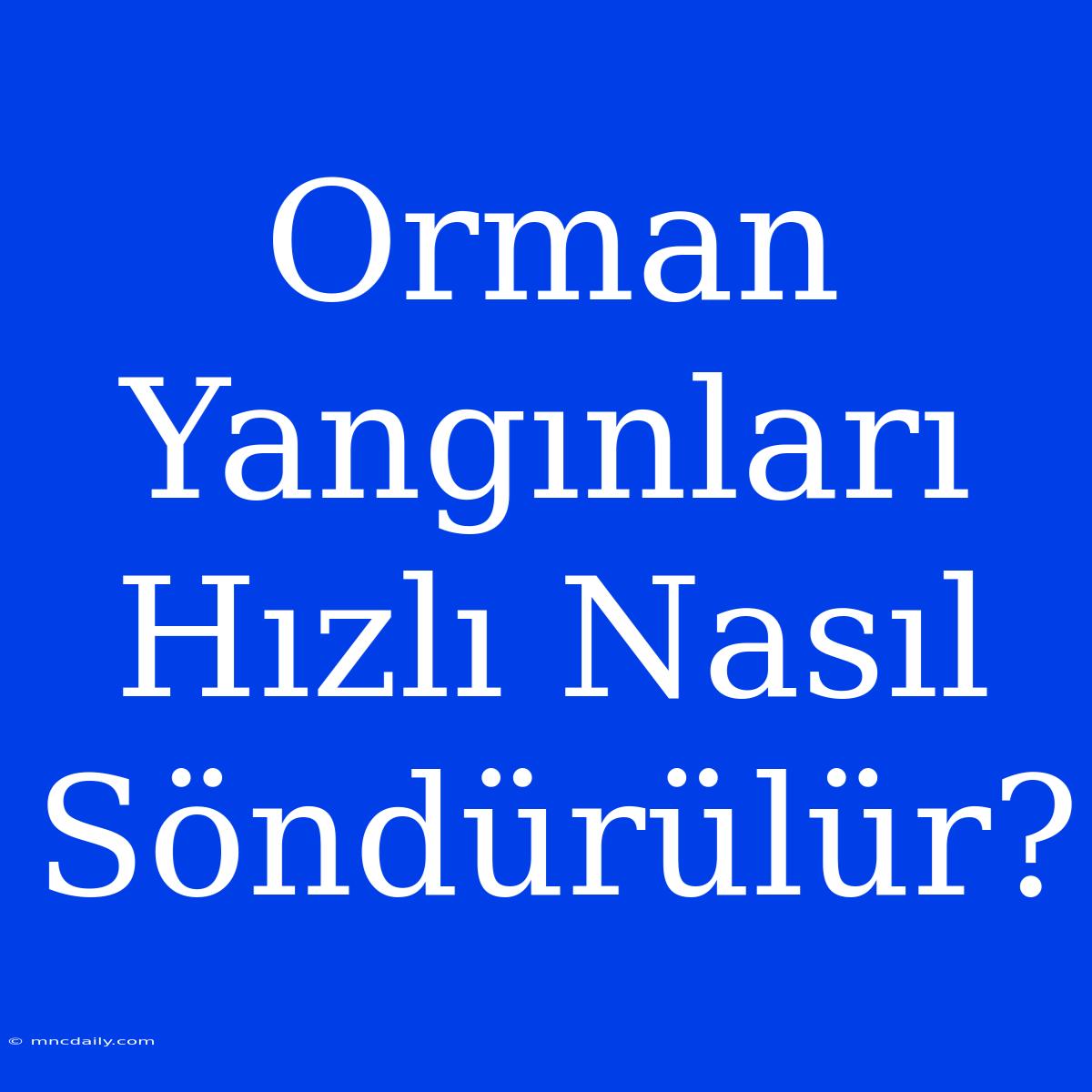 Orman Yangınları Hızlı Nasıl Söndürülür?