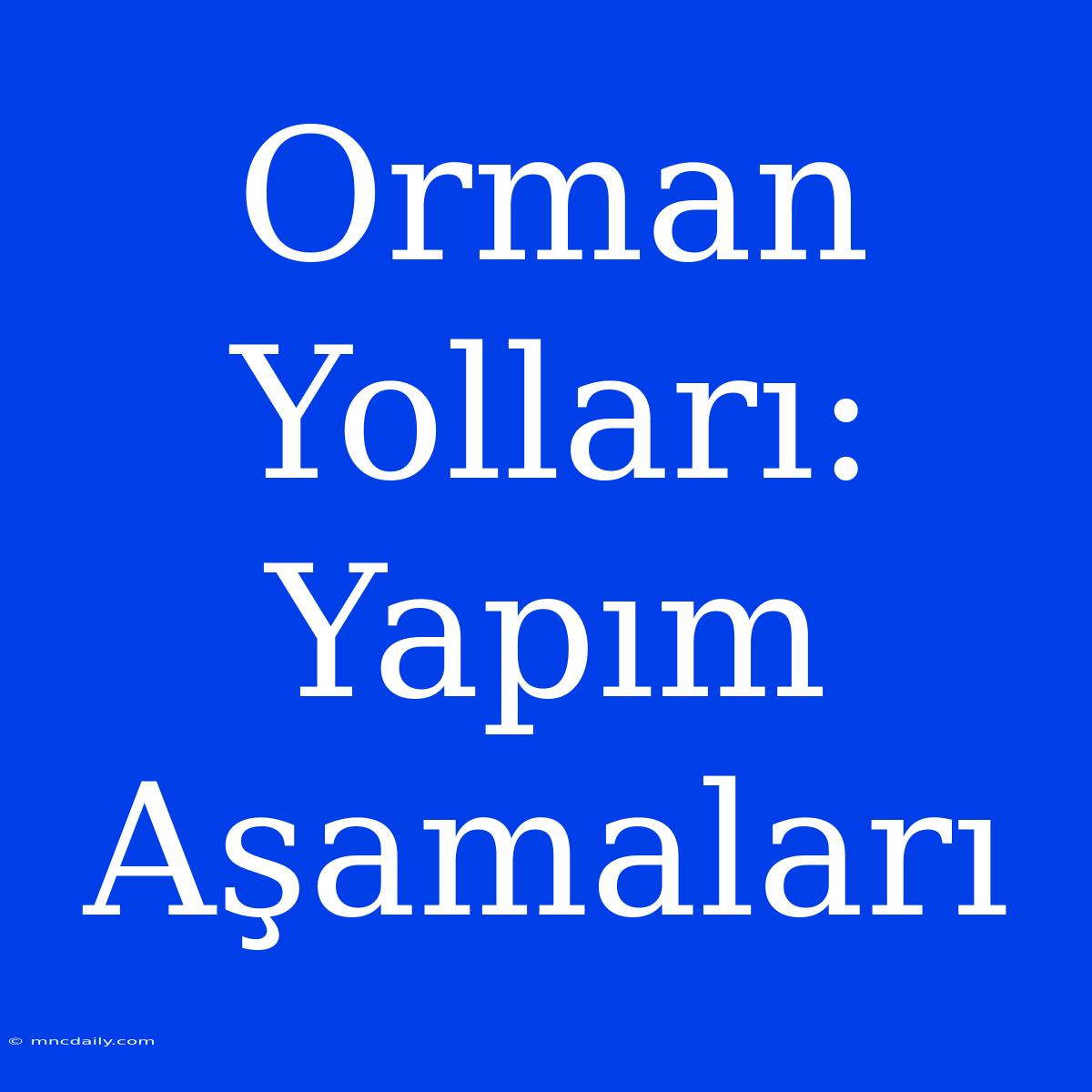 Orman Yolları: Yapım Aşamaları