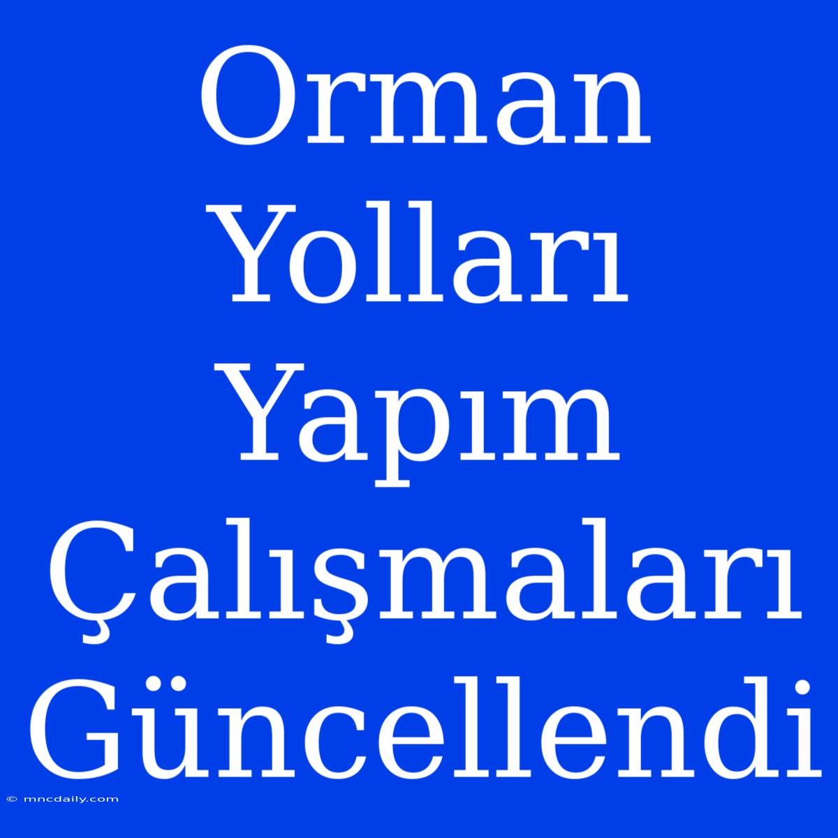 Orman Yolları Yapım Çalışmaları Güncellendi