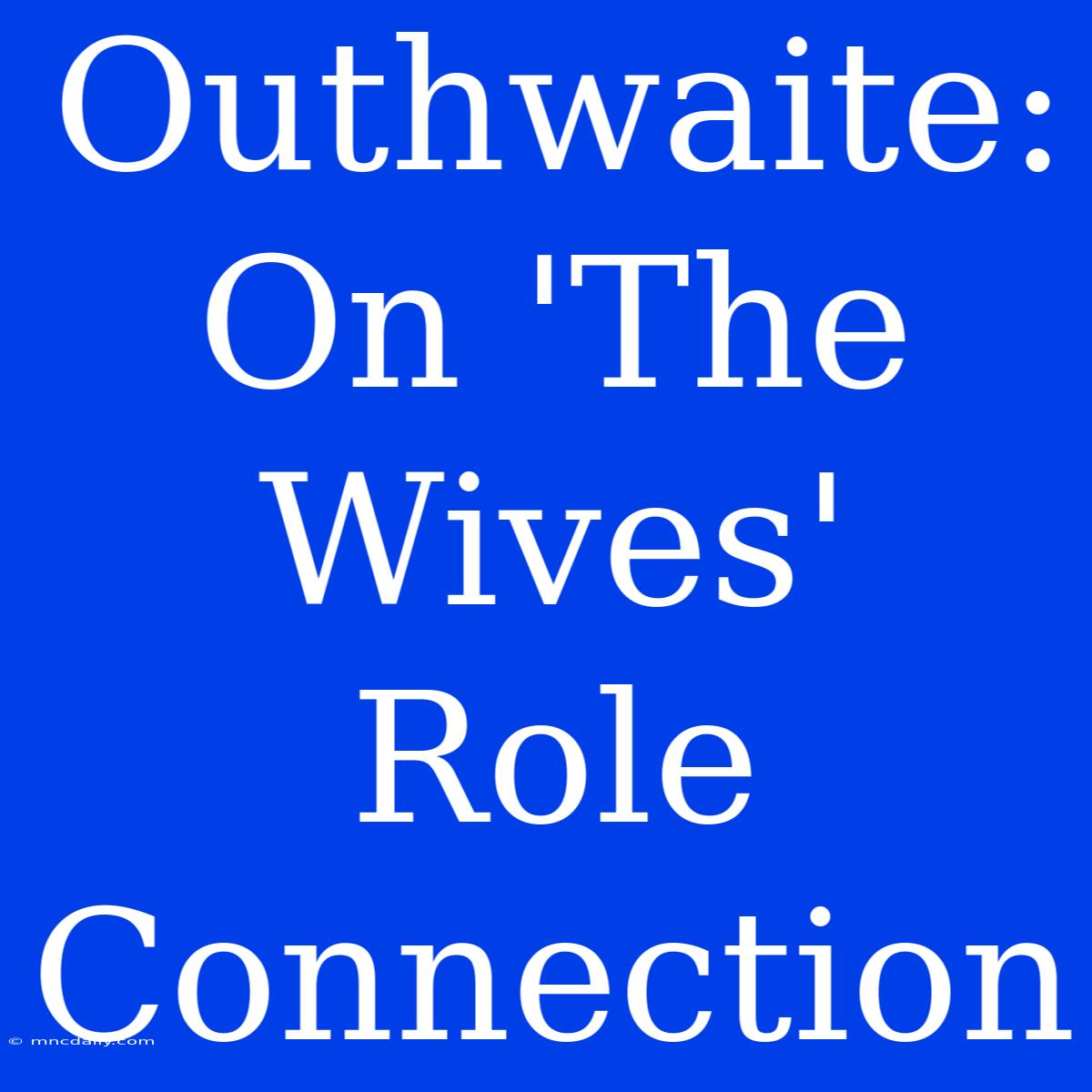 Outhwaite: On 'The Wives' Role Connection