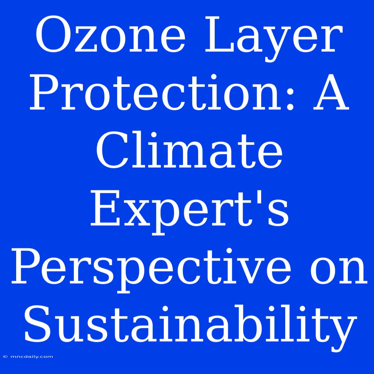 Ozone Layer Protection: A Climate Expert's Perspective On Sustainability