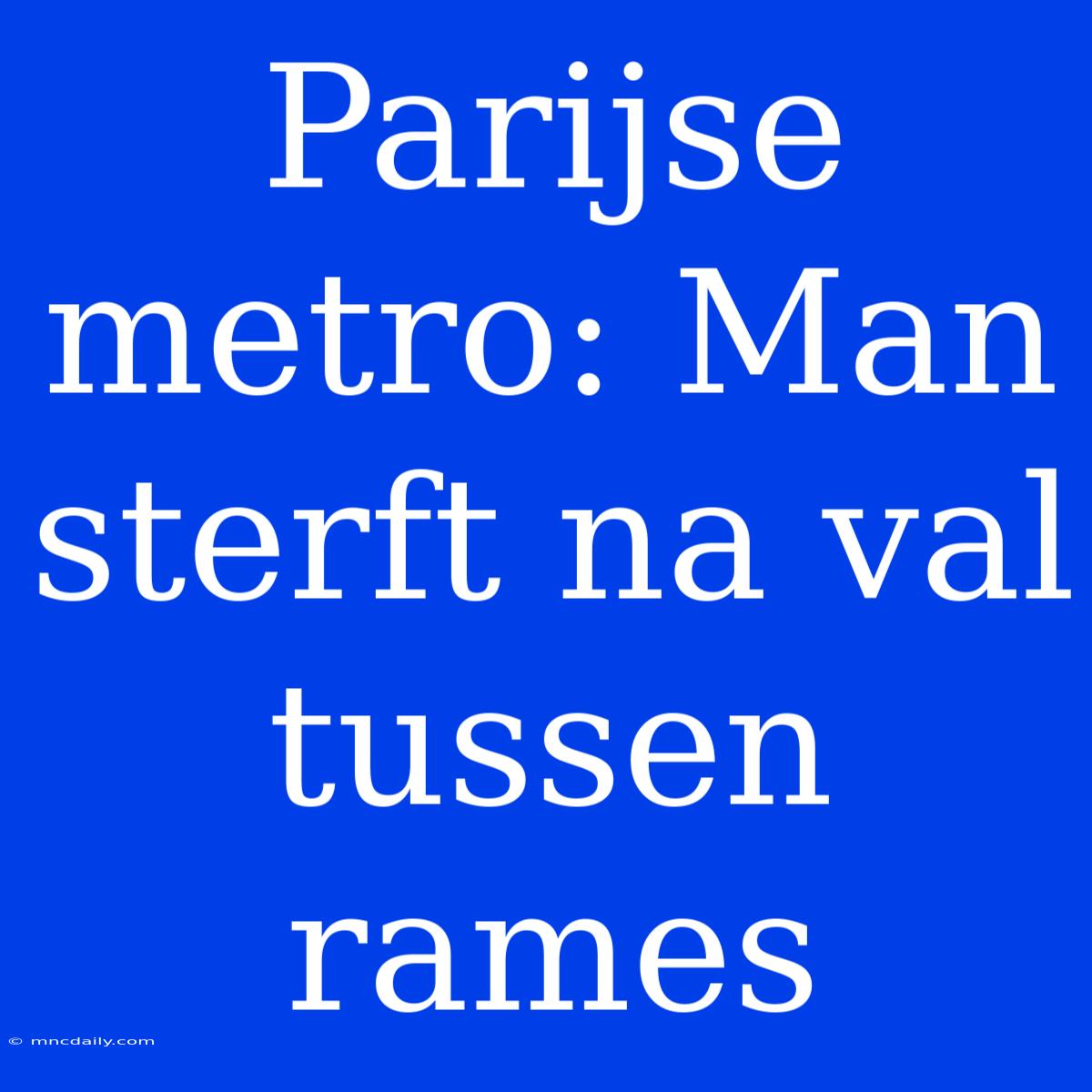 Parijse Metro: Man Sterft Na Val Tussen Rames