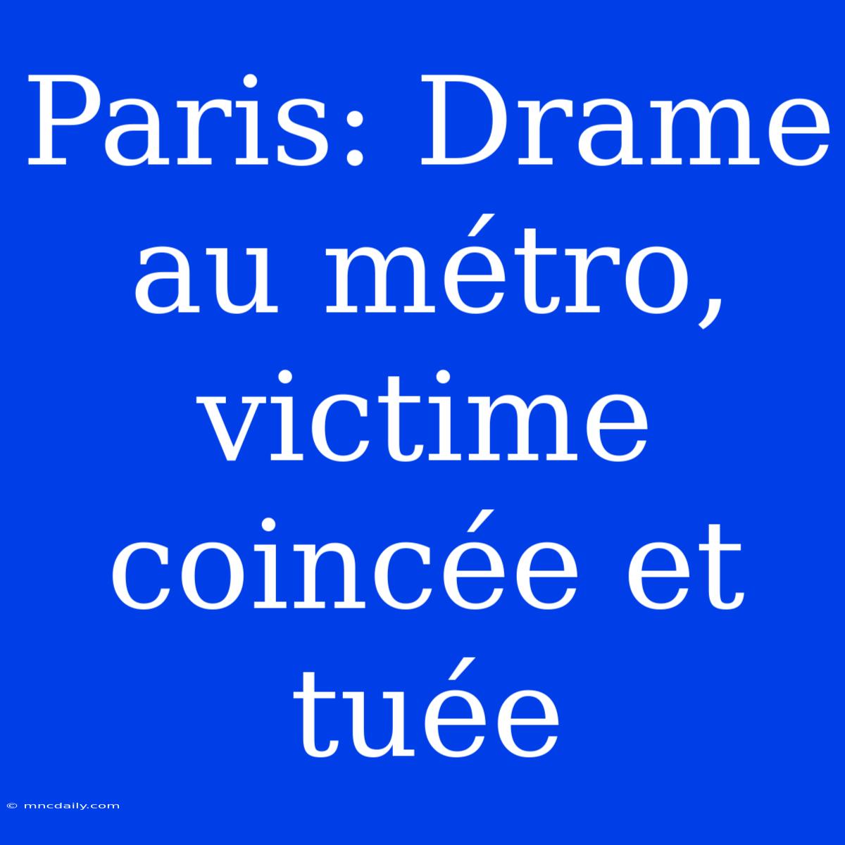 Paris: Drame Au Métro, Victime Coincée Et Tuée 