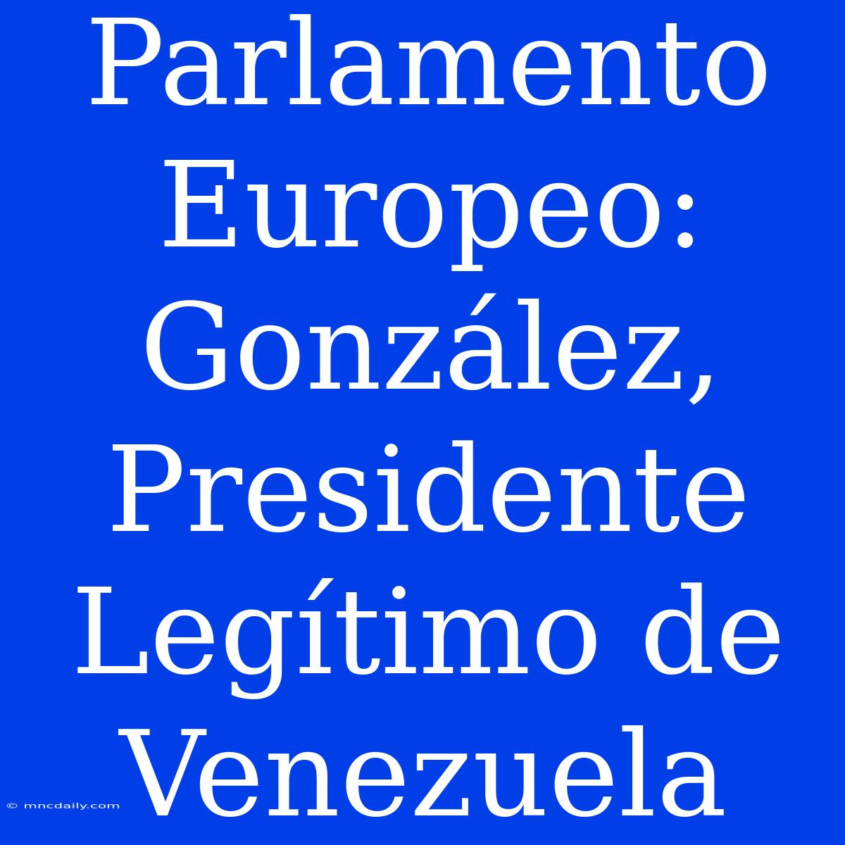 Parlamento Europeo: González, Presidente Legítimo De Venezuela