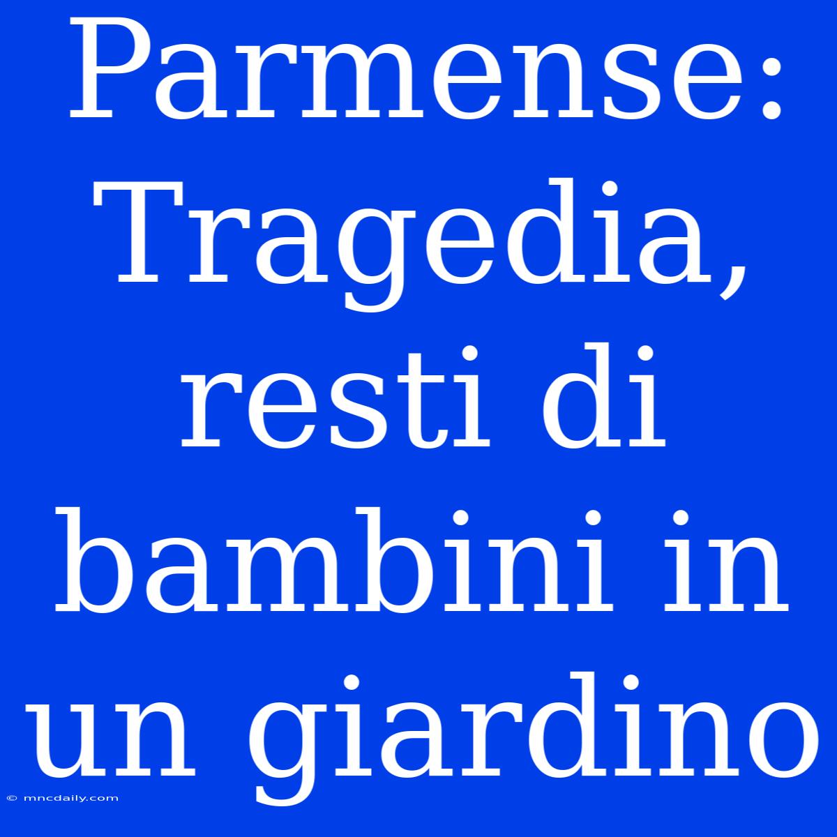 Parmense: Tragedia, Resti Di Bambini In Un Giardino 