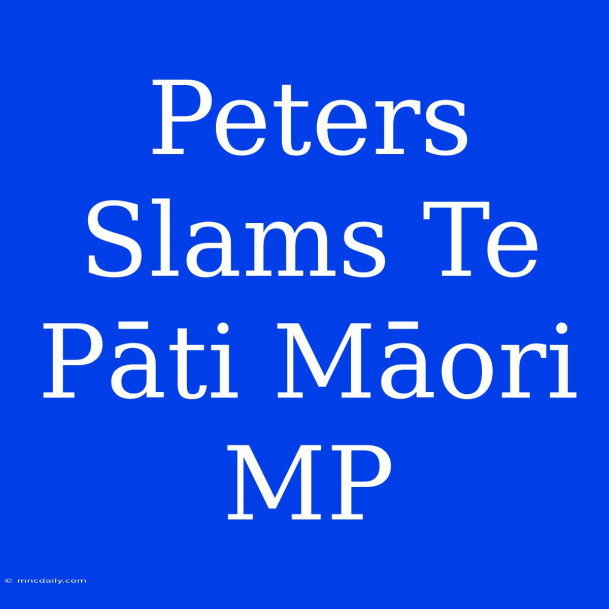 Peters Slams Te Pāti Māori MP