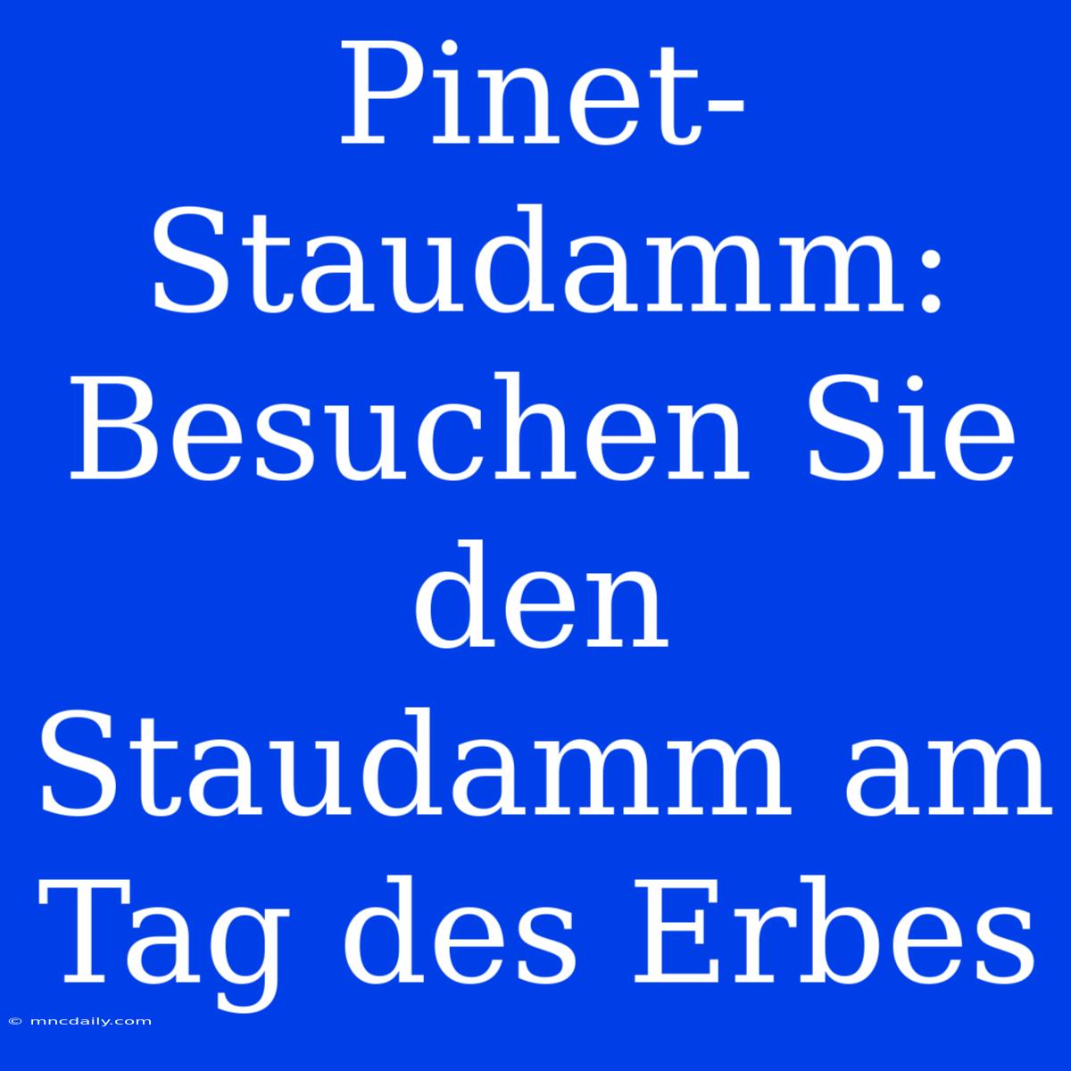 Pinet-Staudamm: Besuchen Sie Den Staudamm Am Tag Des Erbes 