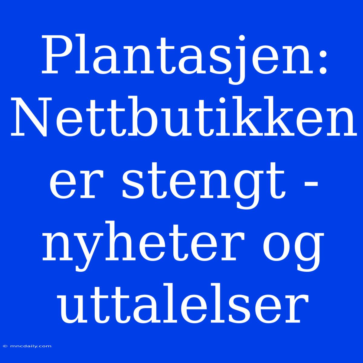 Plantasjen:  Nettbutikken Er Stengt -  Nyheter Og Uttalelser