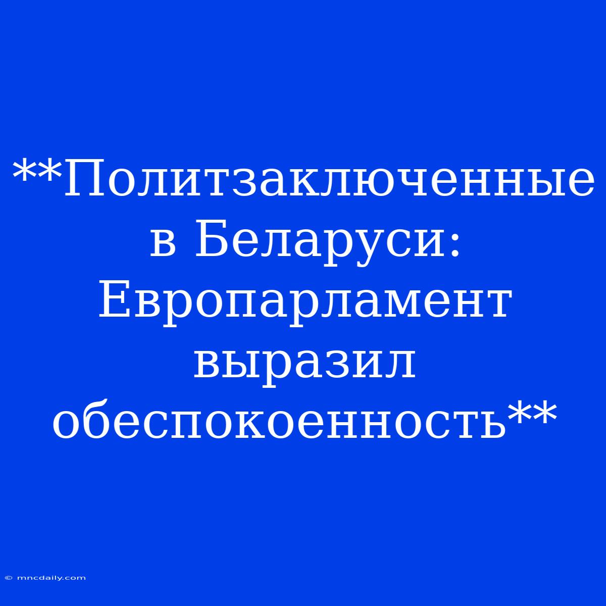 **Политзаключенные В Беларуси: Европарламент Выразил Обеспокоенность**