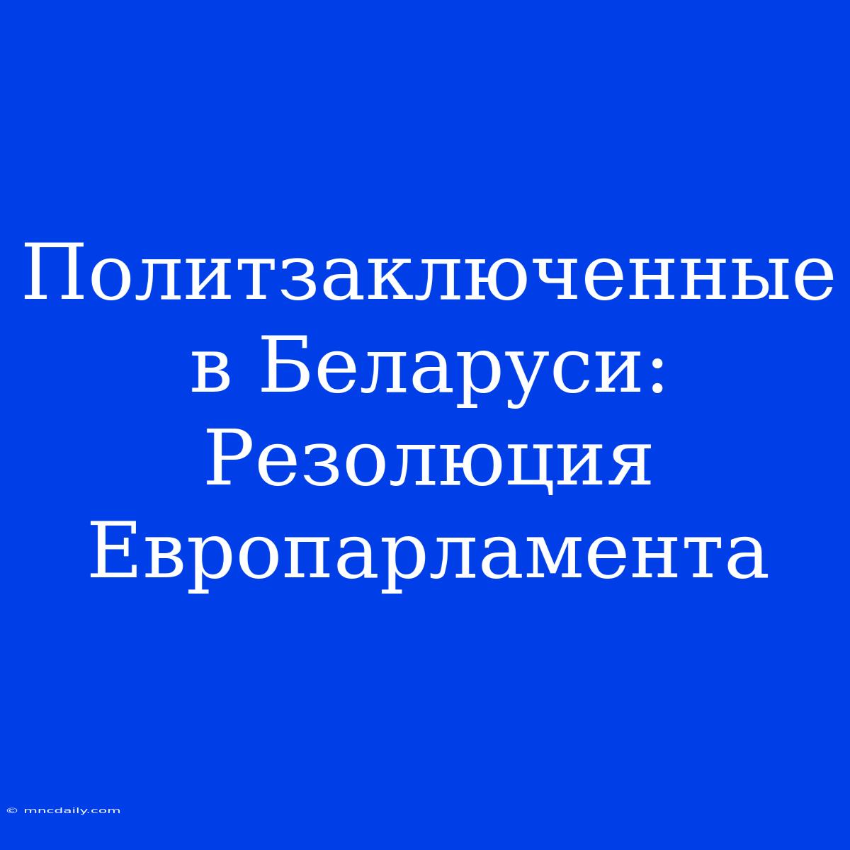 Политзаключенные В Беларуси: Резолюция Европарламента