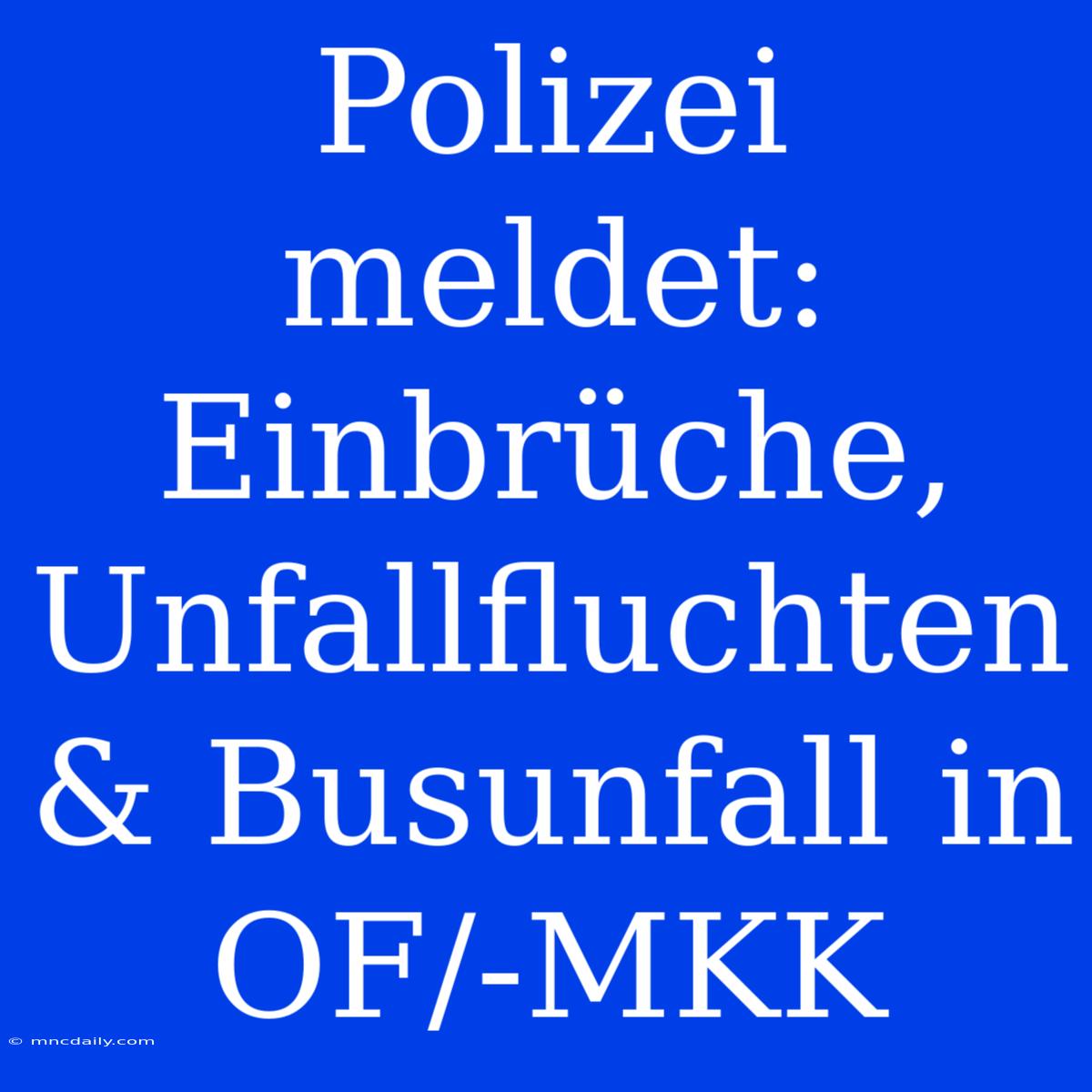 Polizei Meldet: Einbrüche, Unfallfluchten & Busunfall In OF/-MKK