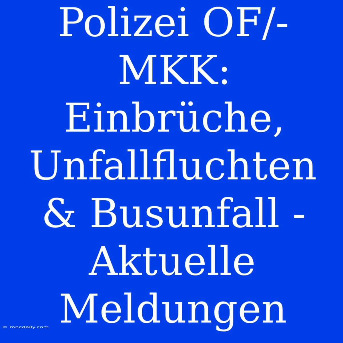 Polizei OF/-MKK: Einbrüche, Unfallfluchten & Busunfall - Aktuelle Meldungen