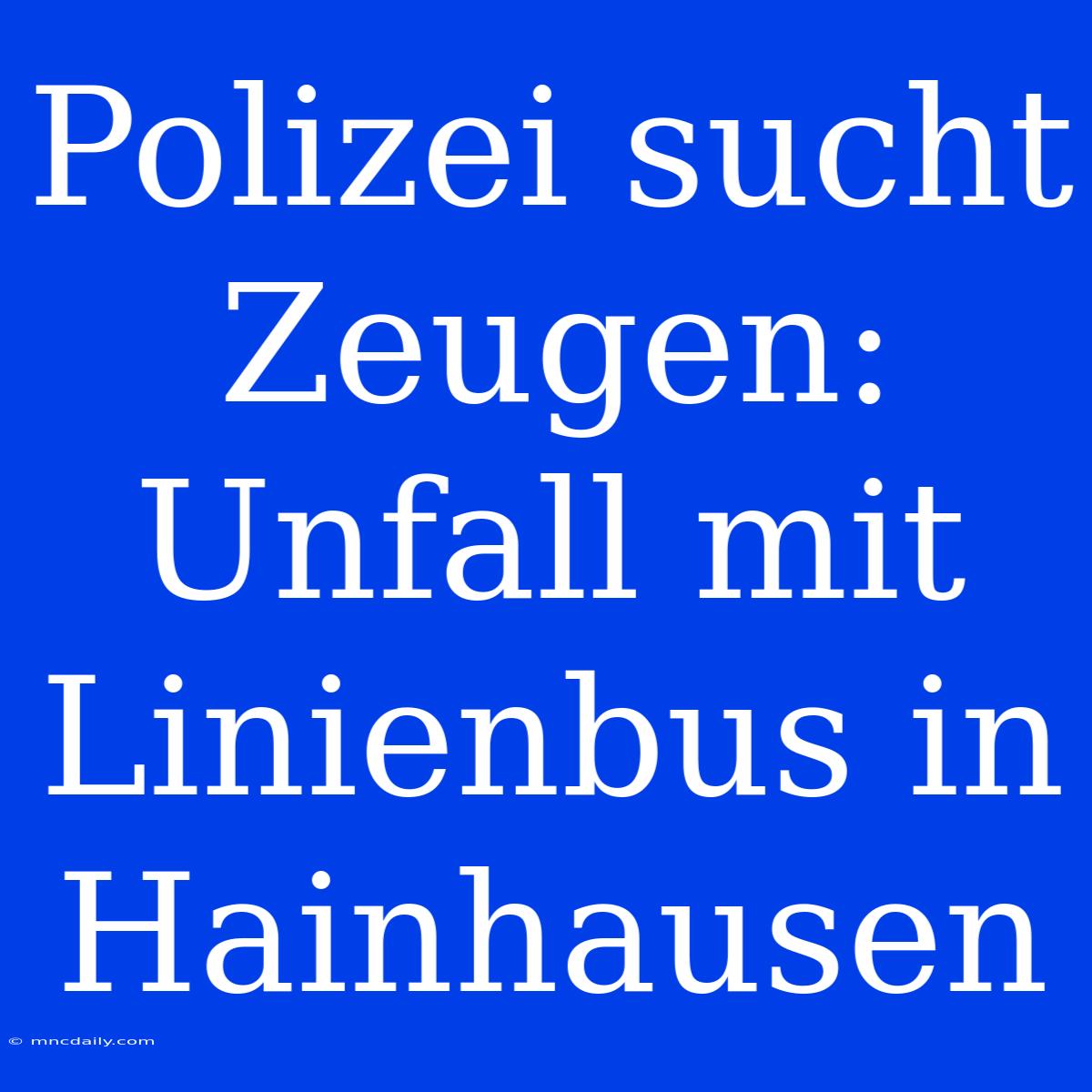 Polizei Sucht Zeugen: Unfall Mit Linienbus In Hainhausen