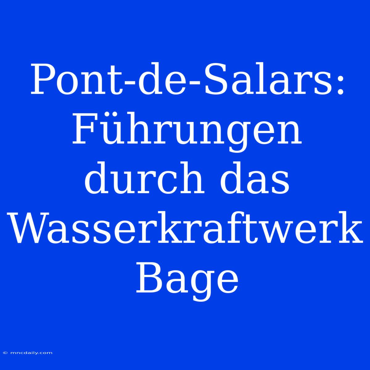 Pont-de-Salars: Führungen Durch Das Wasserkraftwerk Bage