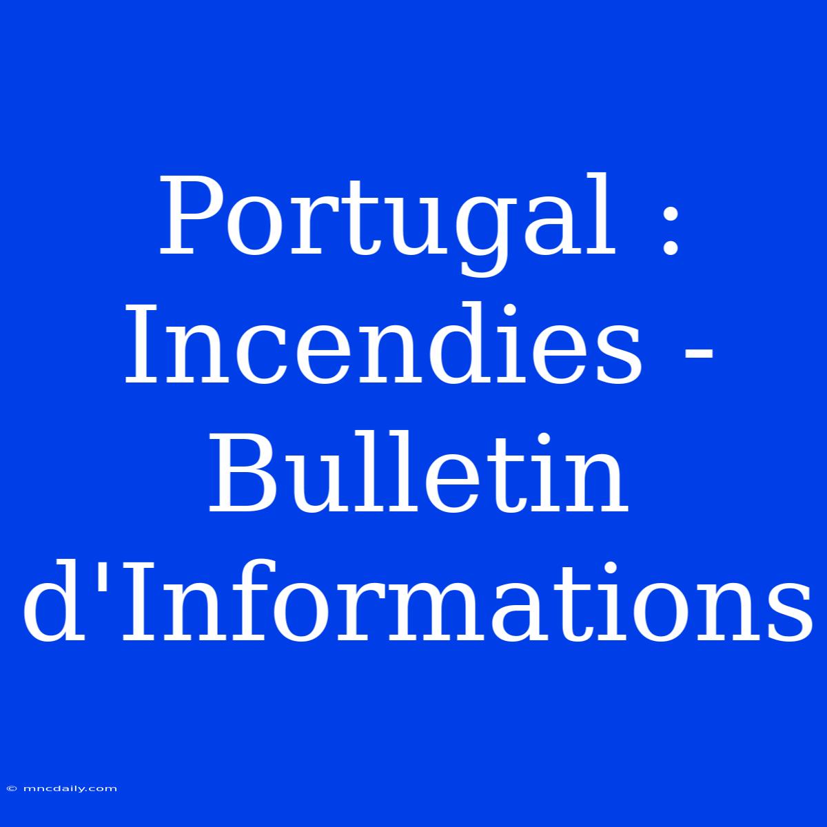 Portugal : Incendies - Bulletin D'Informations