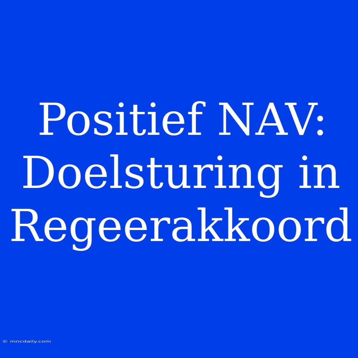 Positief NAV: Doelsturing In Regeerakkoord