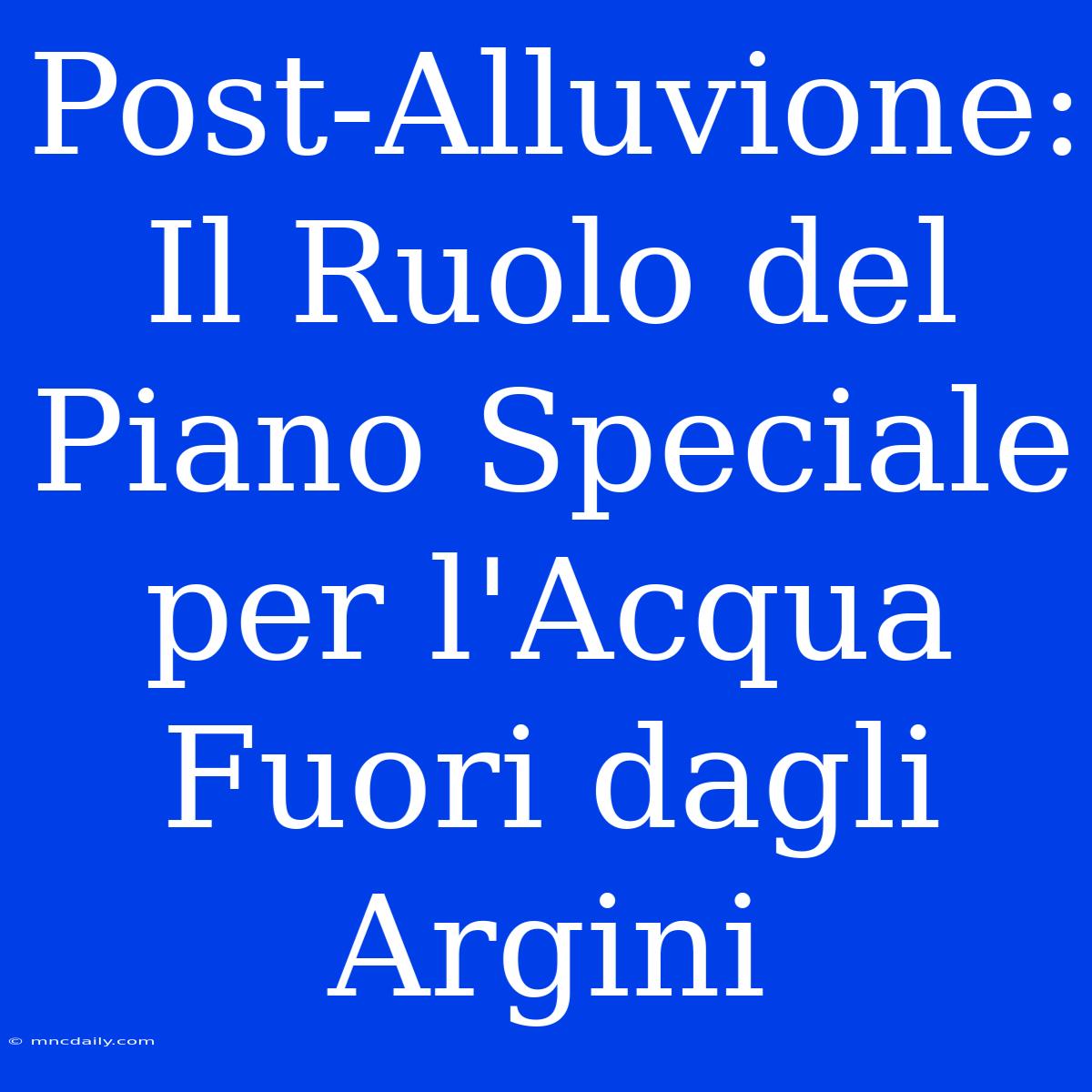 Post-Alluvione: Il Ruolo Del Piano Speciale Per L'Acqua Fuori Dagli Argini