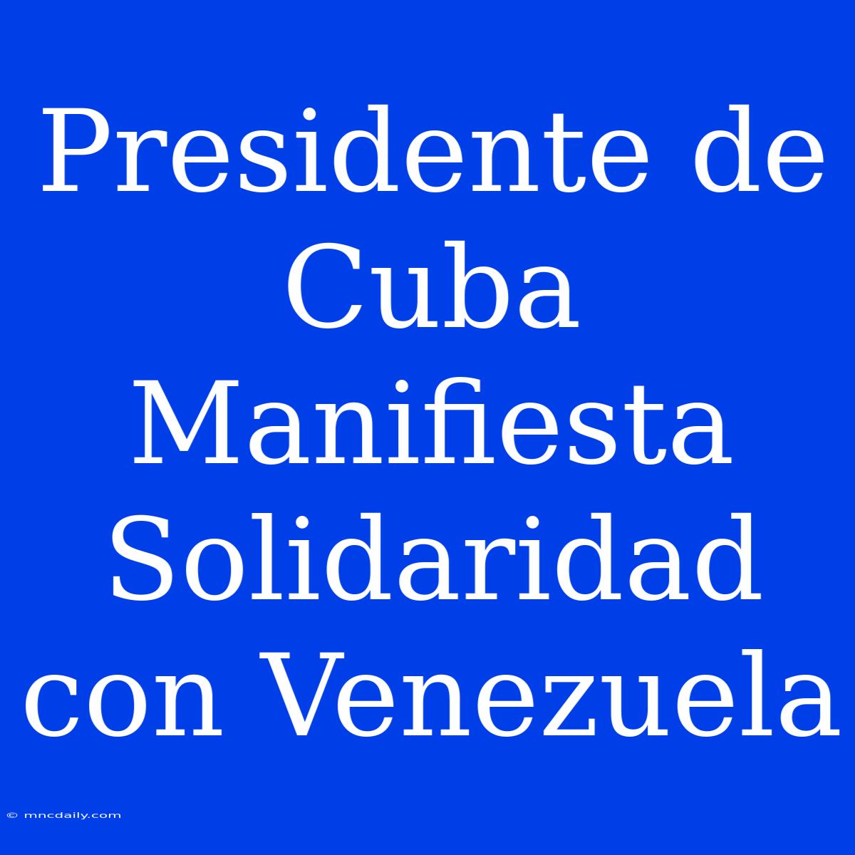 Presidente De Cuba Manifiesta Solidaridad Con Venezuela 