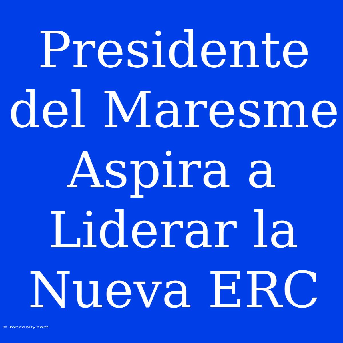 Presidente Del Maresme Aspira A Liderar La Nueva ERC