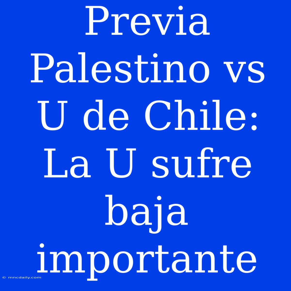 Previa Palestino Vs U De Chile: La U Sufre Baja Importante