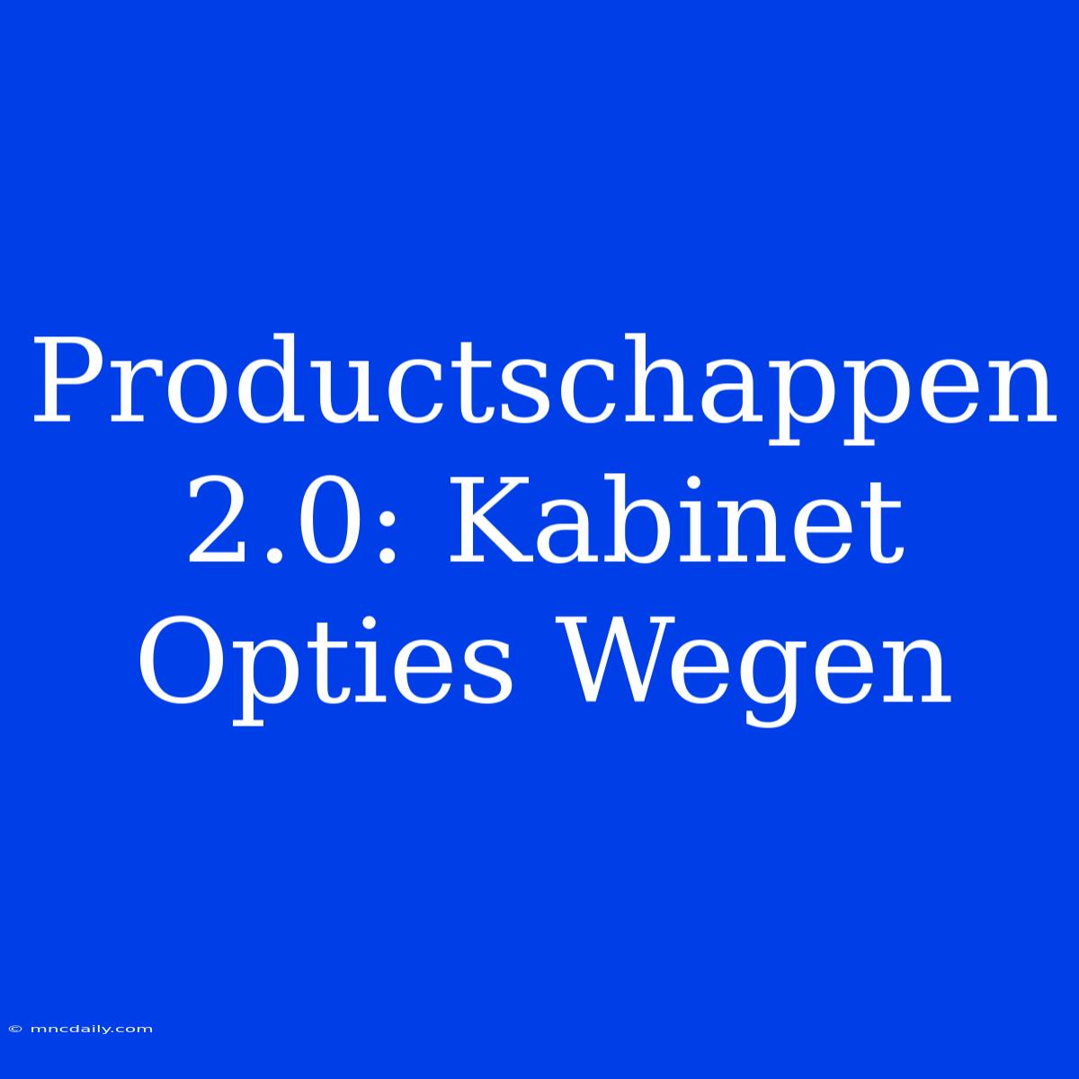 Productschappen 2.0: Kabinet Opties Wegen